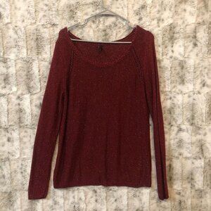 Maurices Women's Medium Cross Back Sweater Metallic Red Pullover Sweater Top